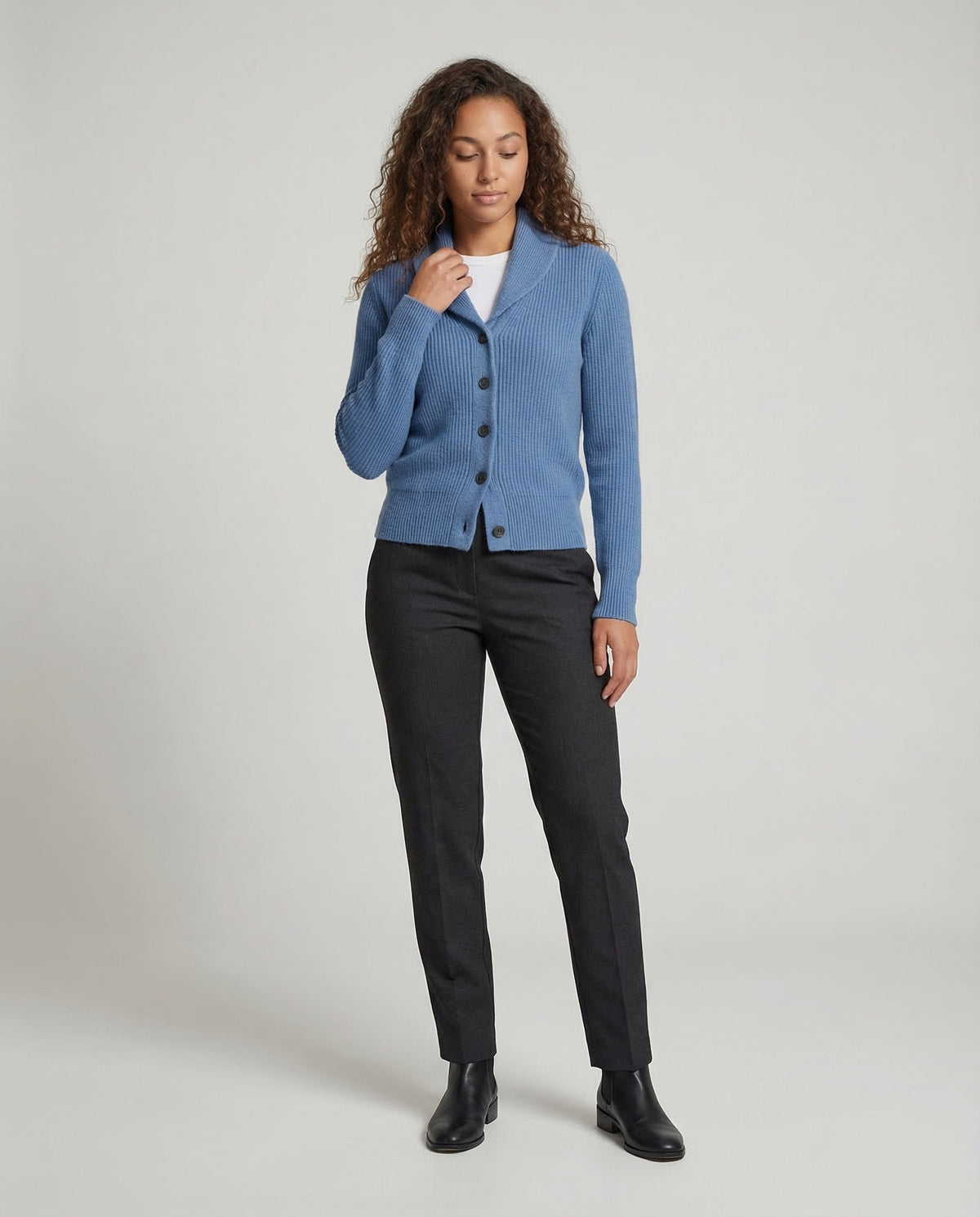 Isabel | Ribbed Shawl Collar Cardigan