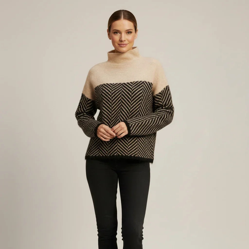 Philippa | Jersey de cuello vuelto de espiguilla de lana