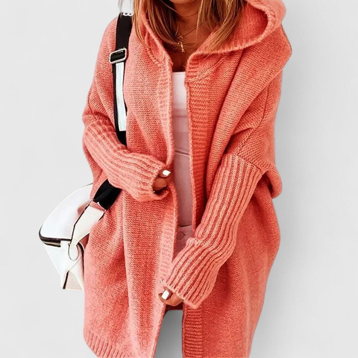 Orange hooded oversized cardigan