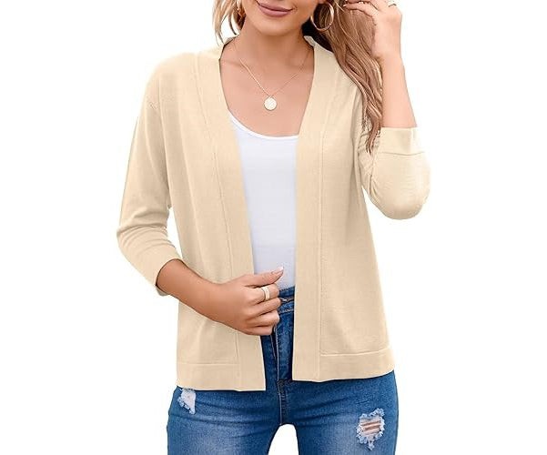 Apricot lightweight open-front cardigan