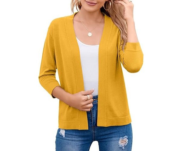 Lemon Yellow lightweight open-front cardigan