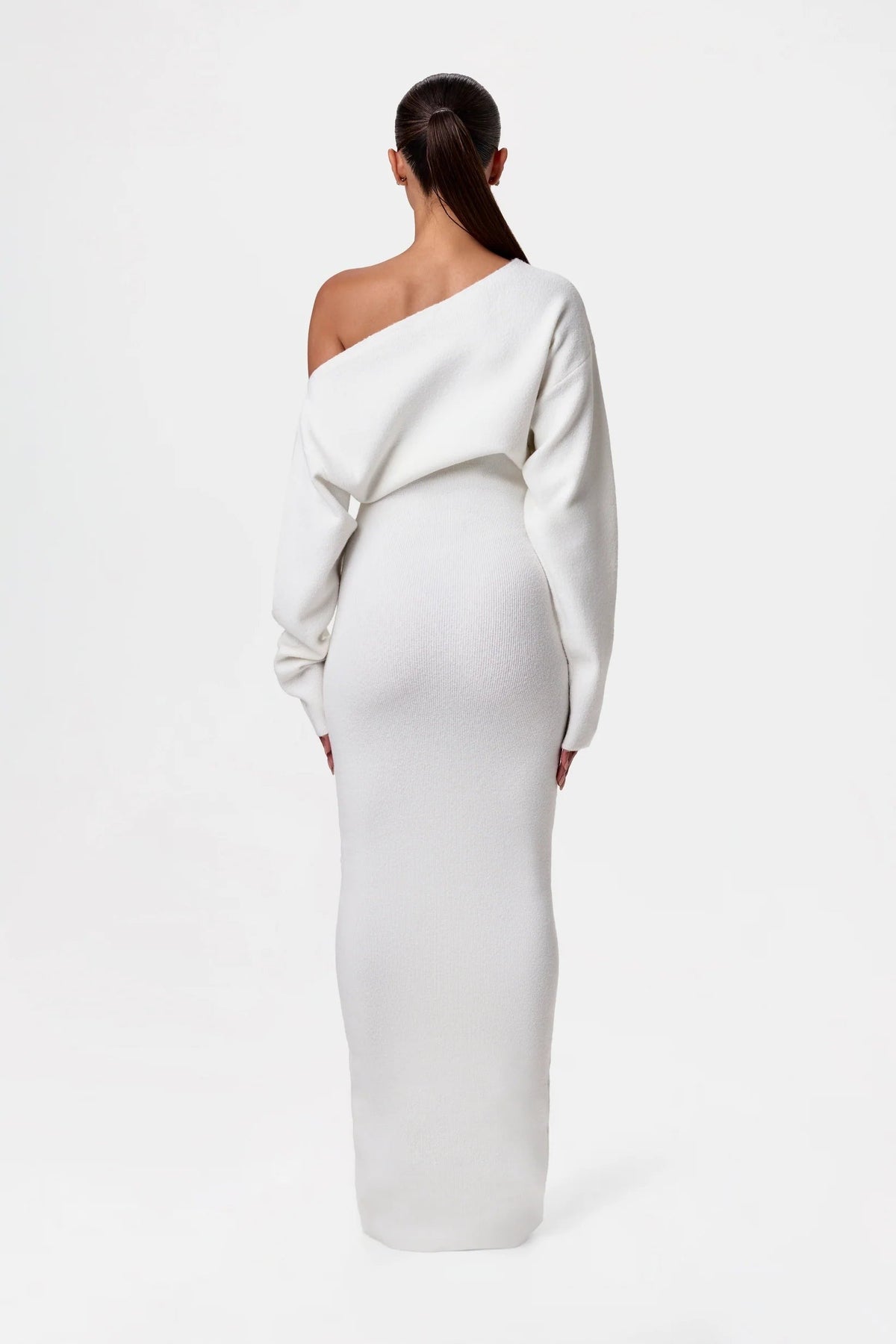 Merino off-shoulder maxi dress