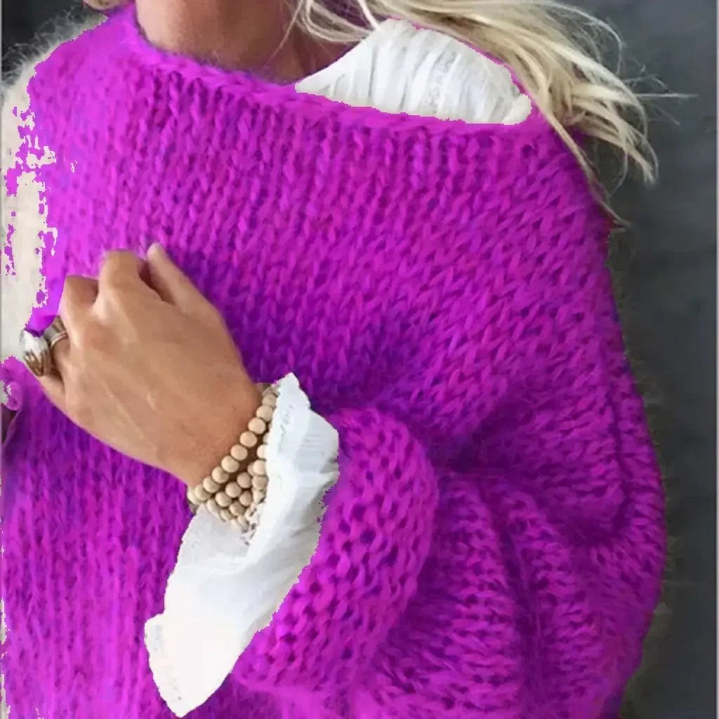 Purple mohair wide neck jumper