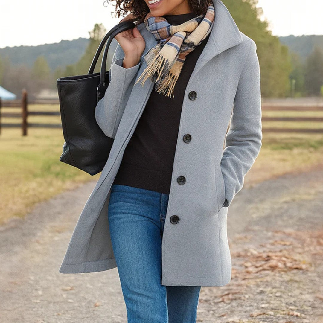 Light Gray notch-collar wool coat