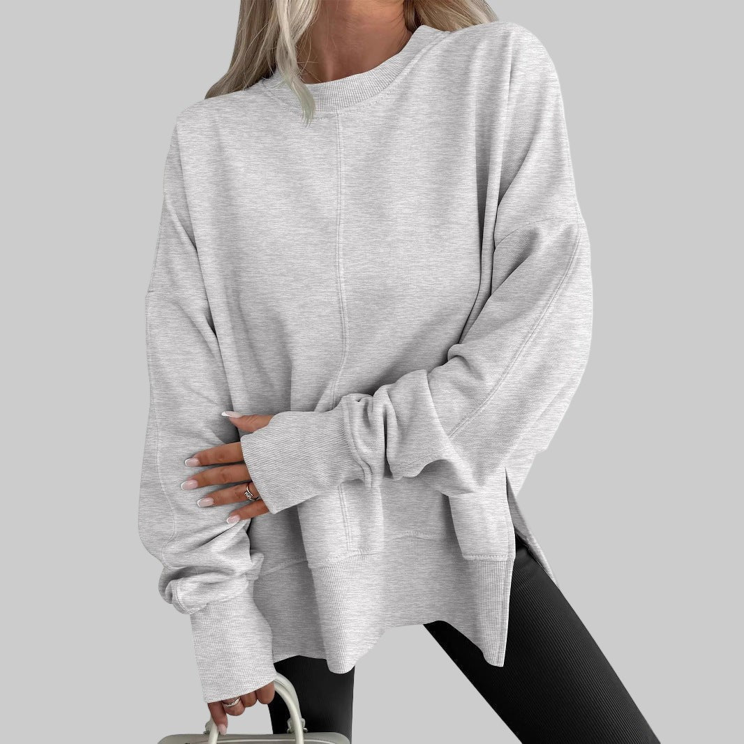 Gray oversized crew neck sweatshirt
