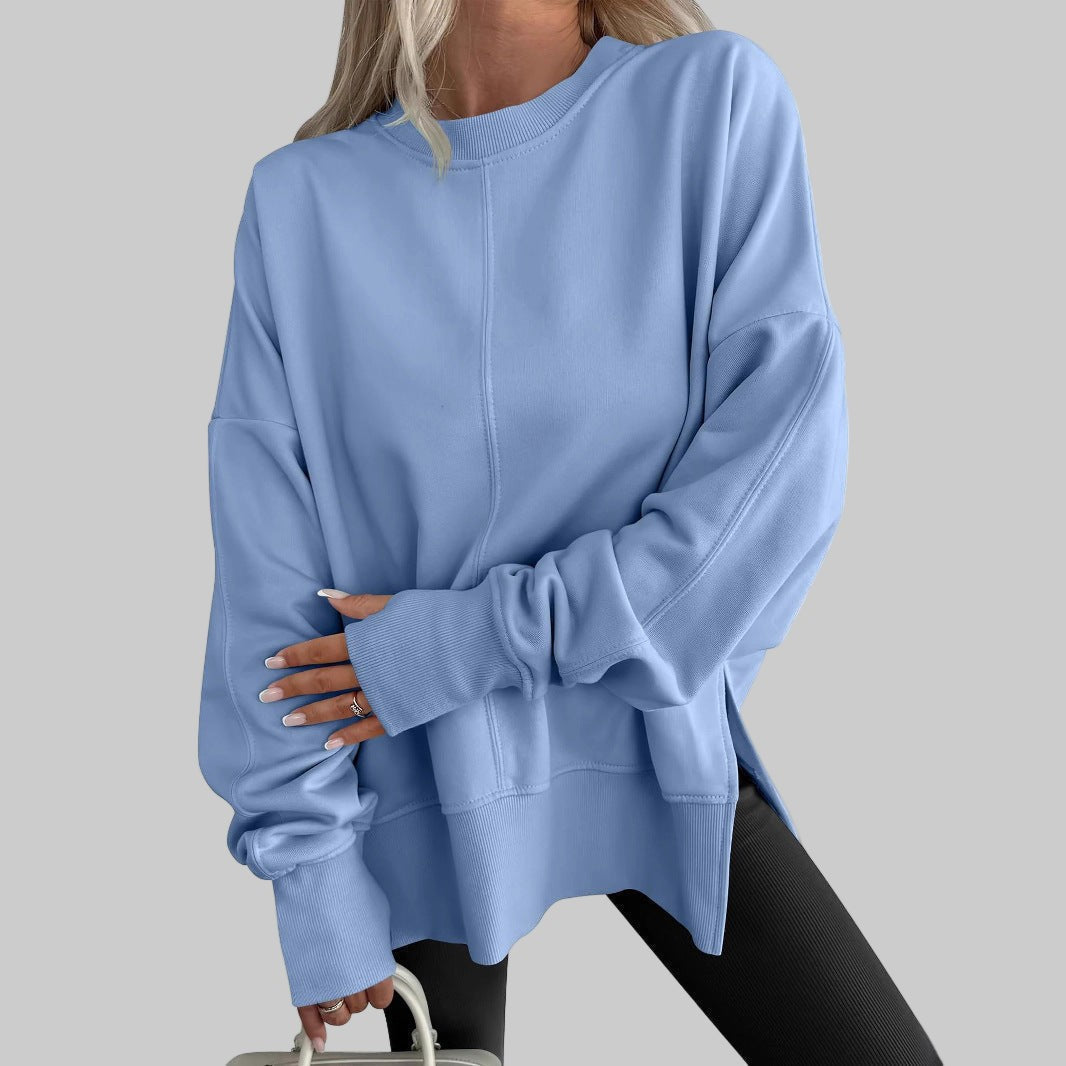 Blue oversized crew neck sweatshirt