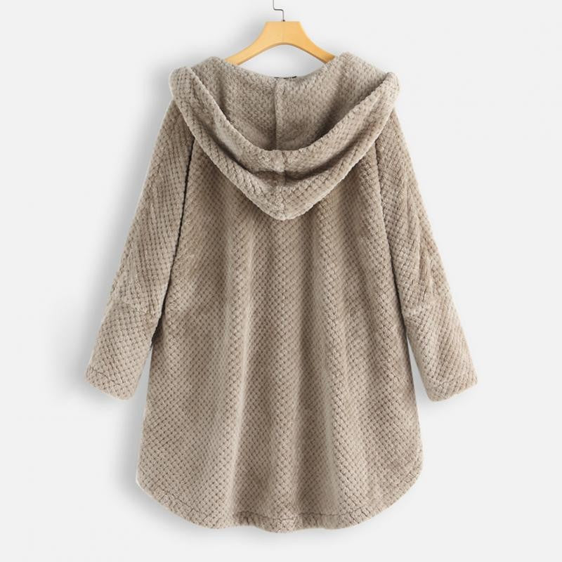 Plush fleece hooded coat