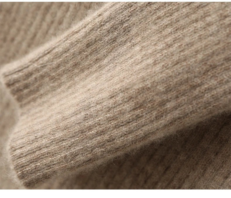 Ribbed mock neck wool midi dress