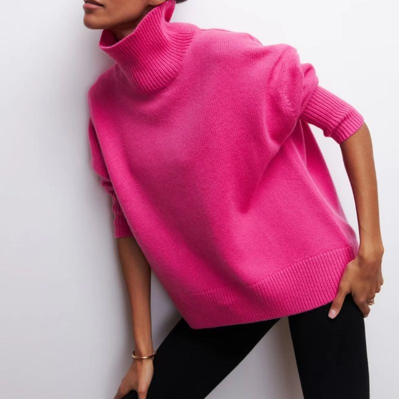 Roll neck oversized poncho