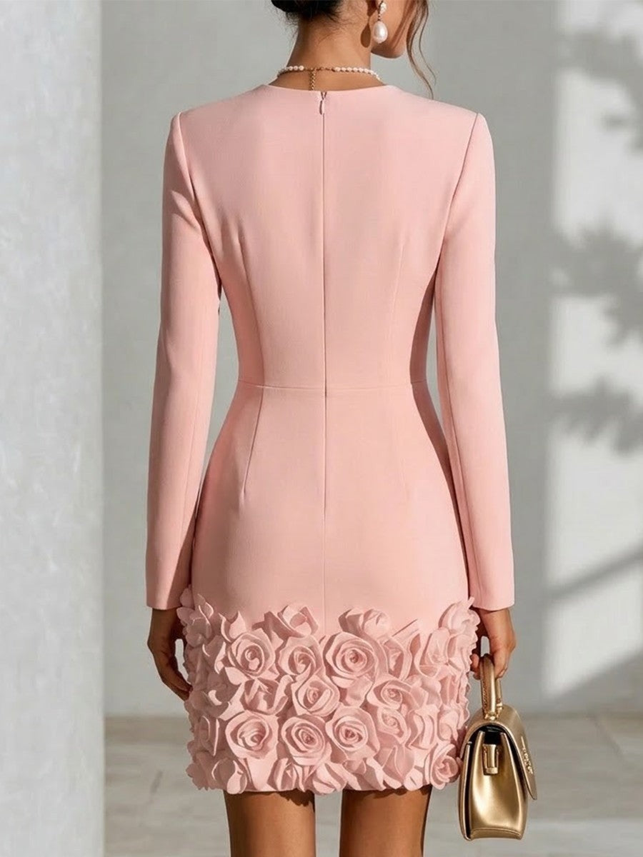 Rosette hem bodycon mini dress