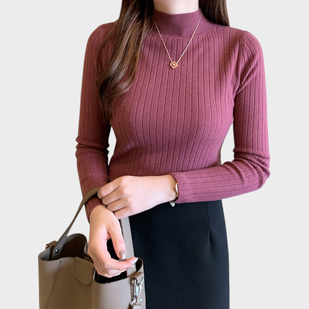 Rose Red slim-fit mock neck knit top