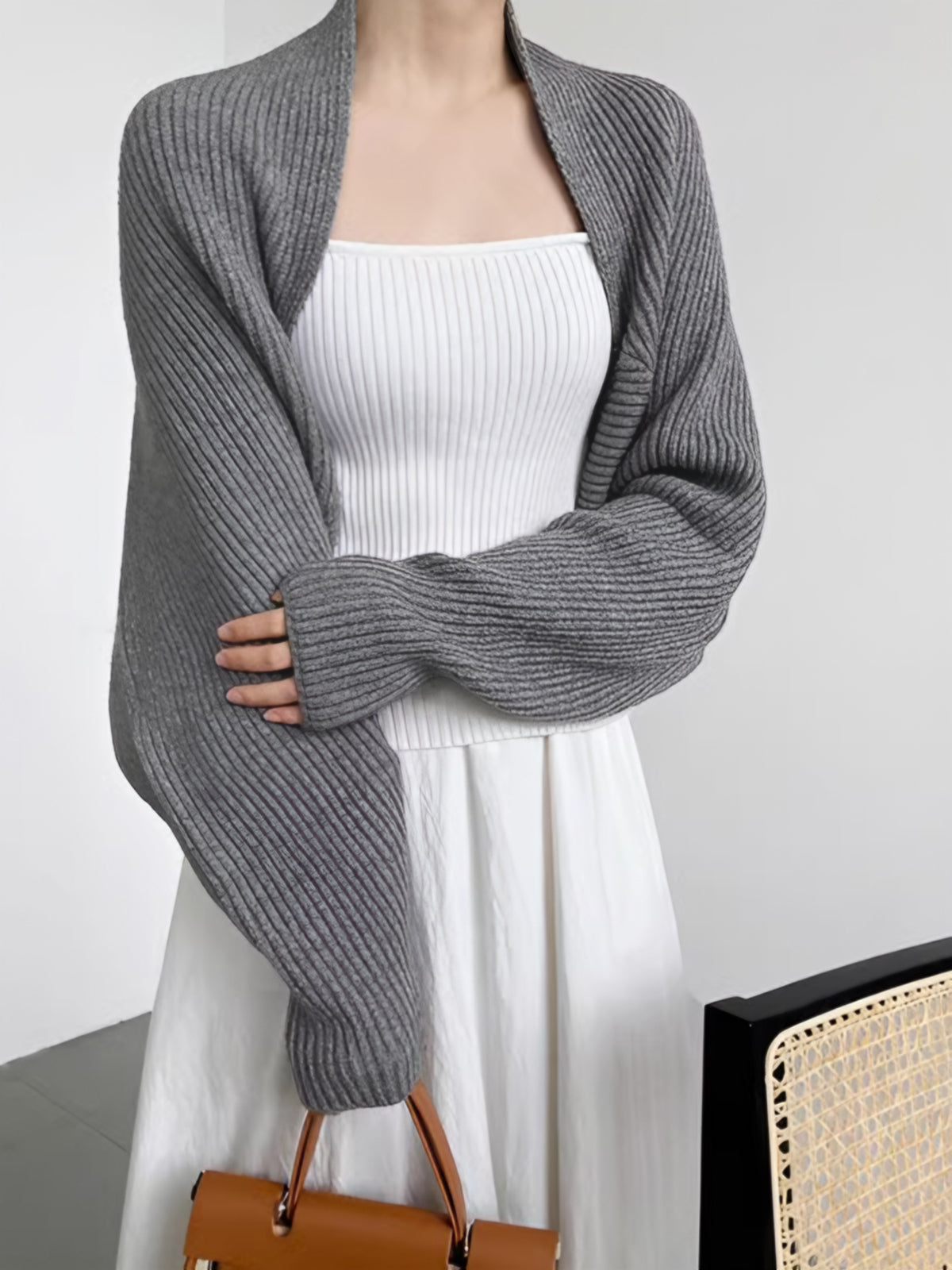 Eugenie | Ribbed Bolero Shrug Cardigan