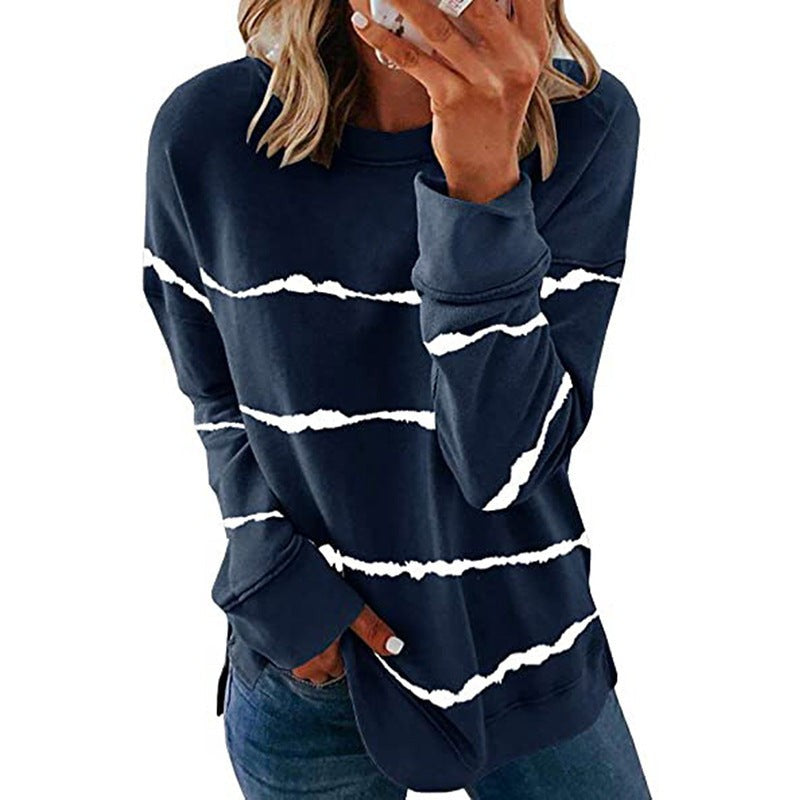 Dark Blue striped crew neck sweatshirt