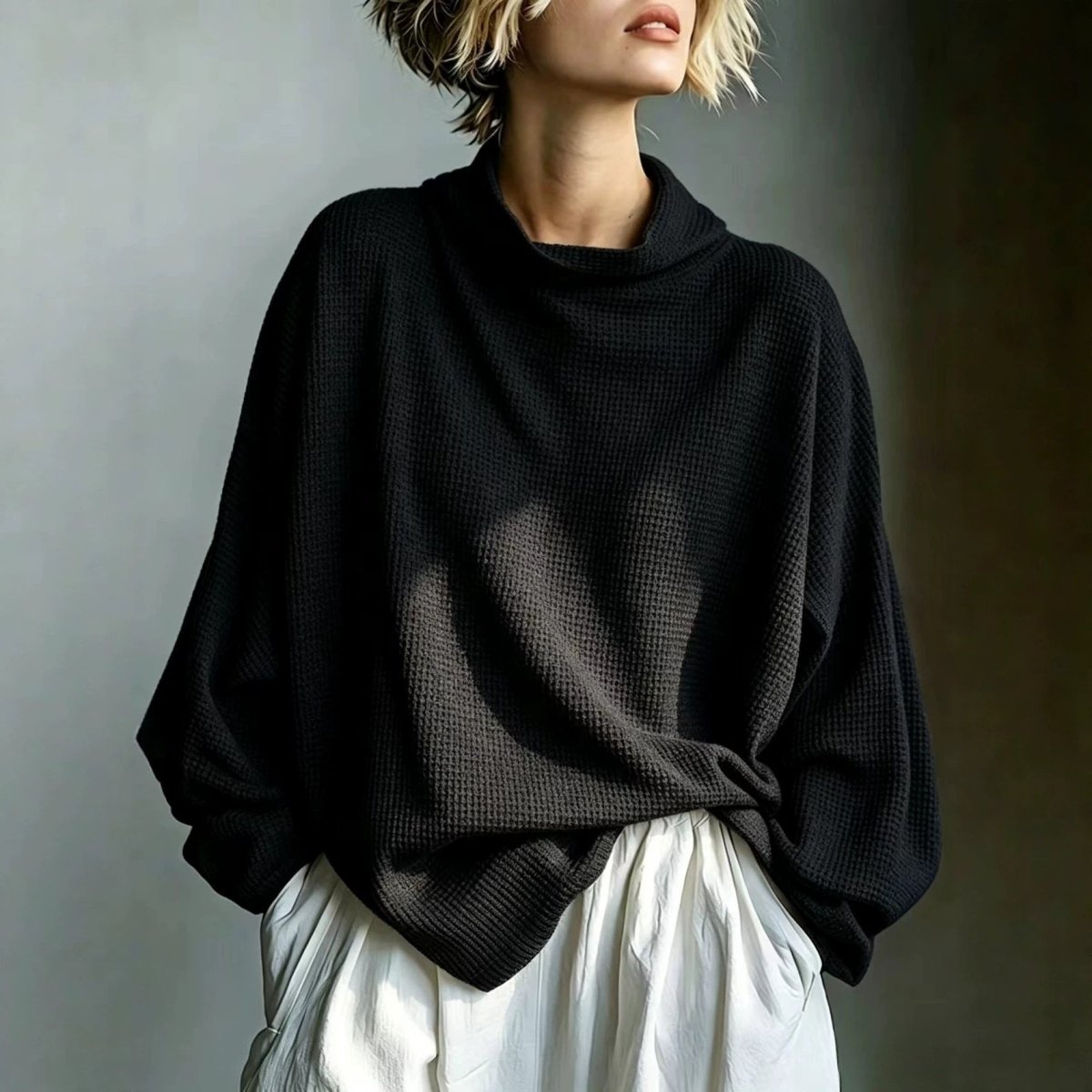 Roxane | Oversized Waffle Knit Cowl Neck Jumper