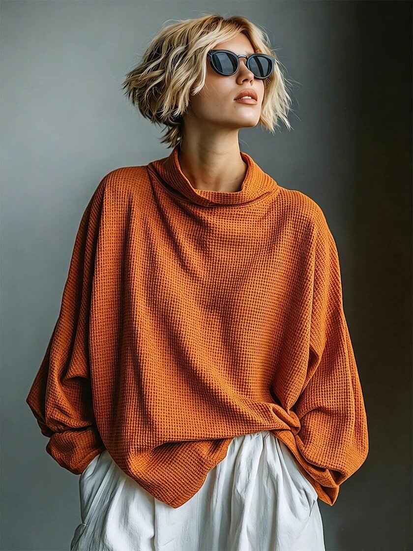 Roxane | Oversized Waffle Knit Cowl Neck Jumper