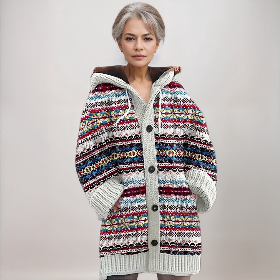 Marcella | Nordic Fair Isle Hooded Cardigan