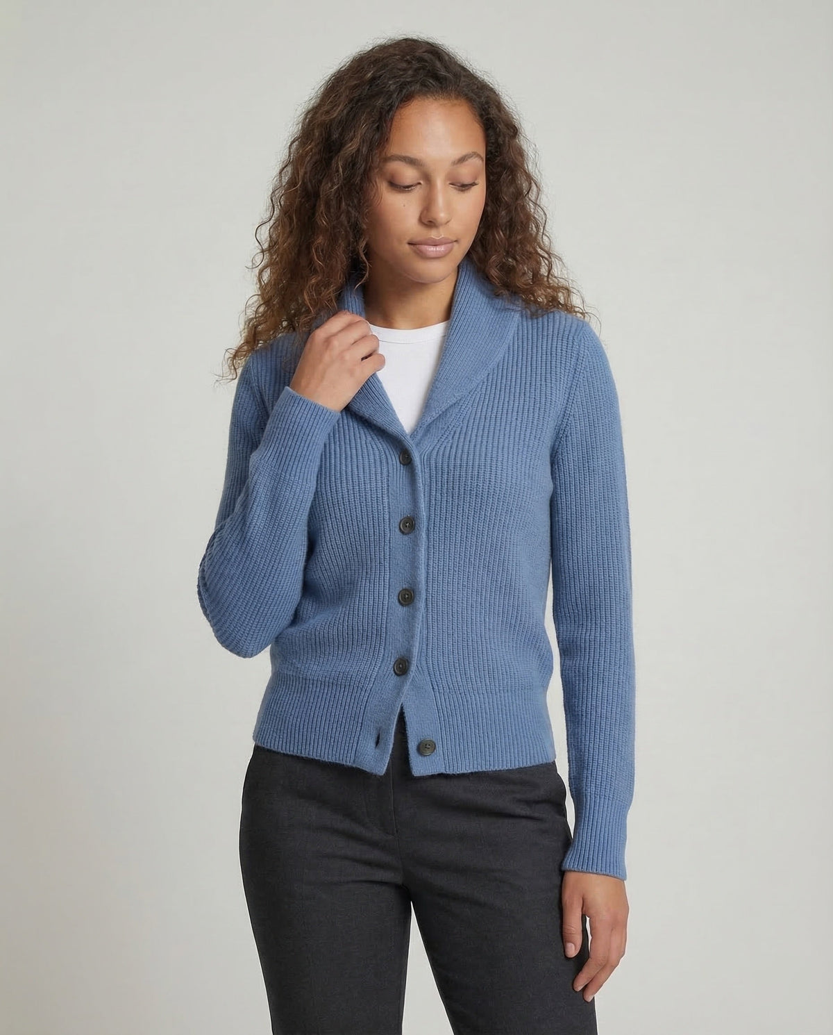 Isabel | Ribbed Shawl Collar Cardigan