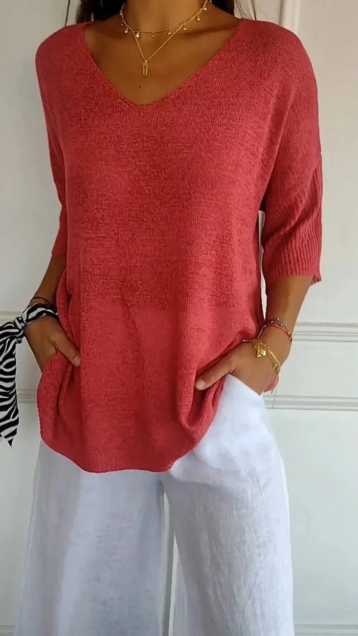 Rhoda | Relaxed V-Neck Knit Top