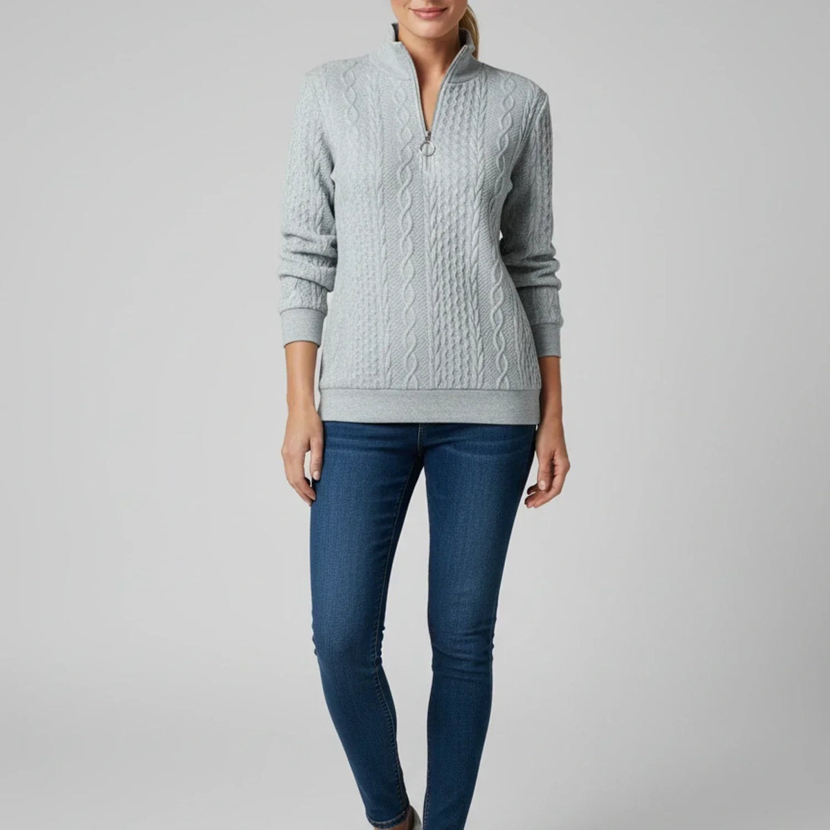 Maureen | Cable Knit Quarter-Zip Jumper
