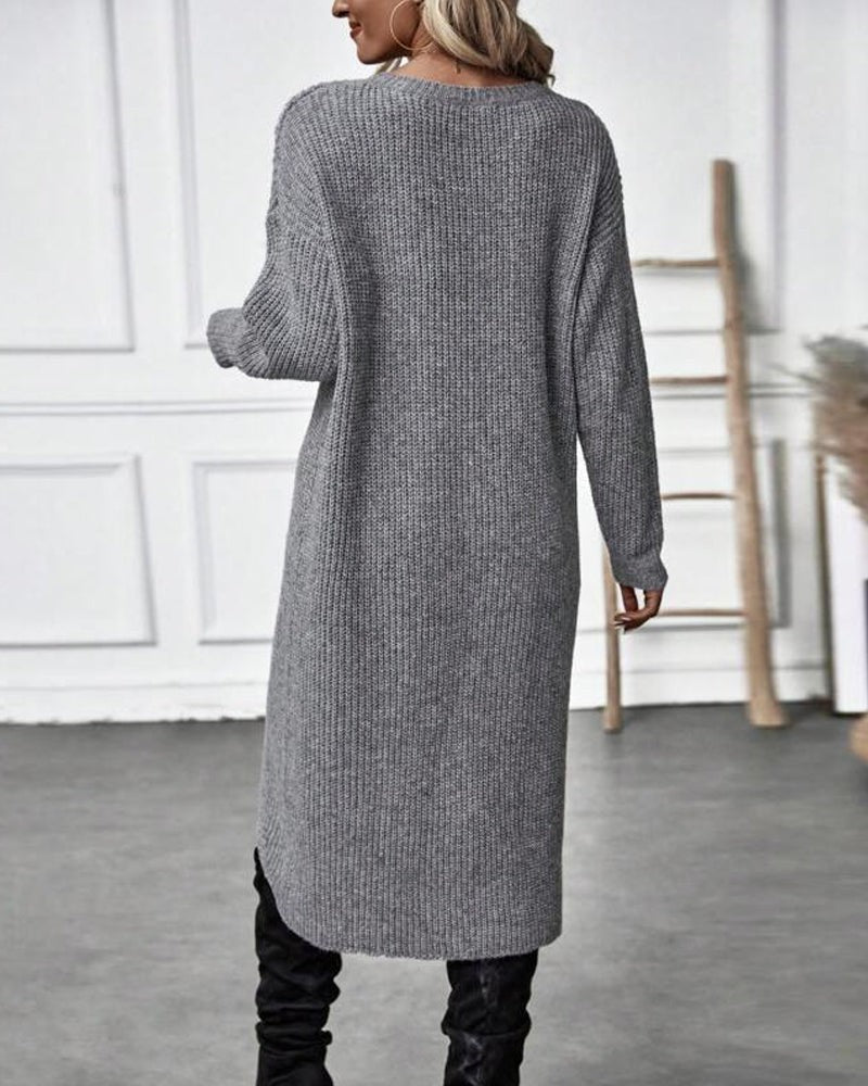 Wool wrap front jumper dress