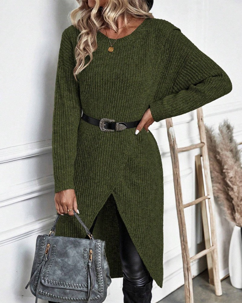 Wool wrap front jumper dress