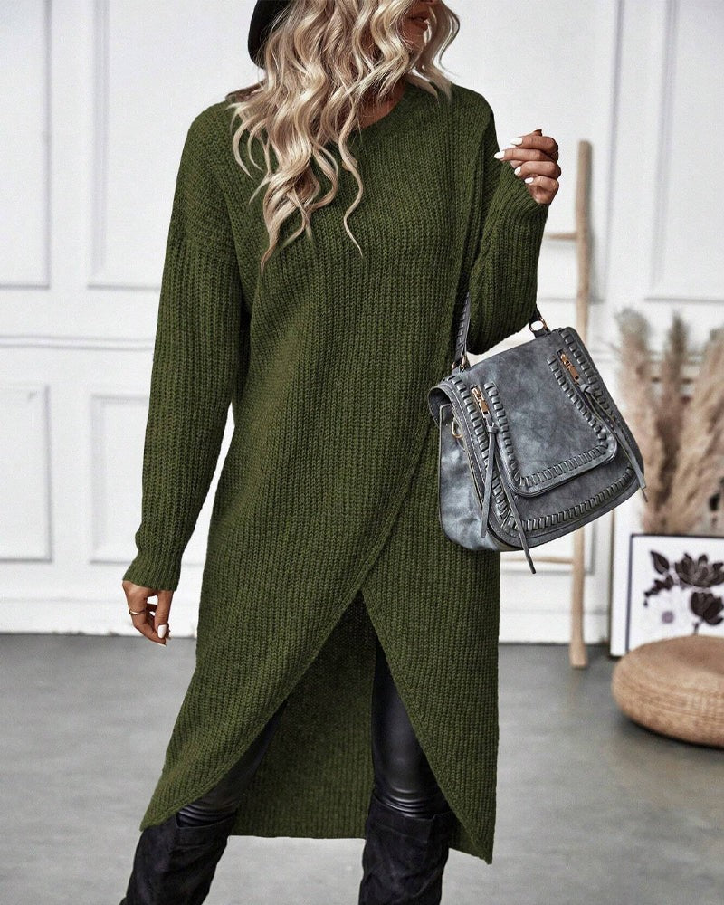 Wool wrap front jumper dress