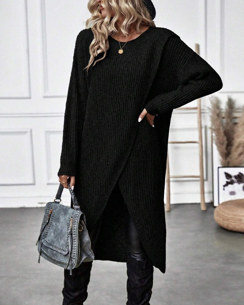 Wool wrap front jumper dress