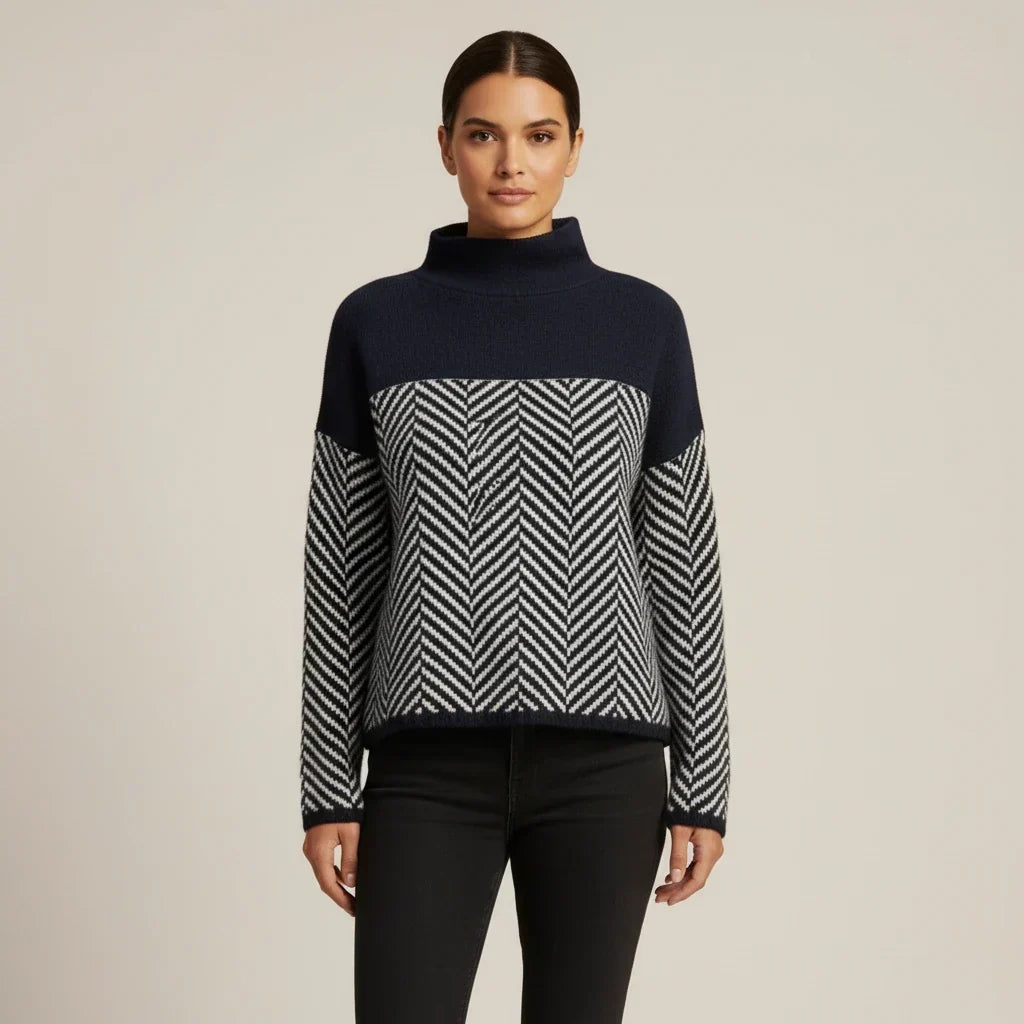 Philippa | Jersey de cuello vuelto de espiguilla de lana
