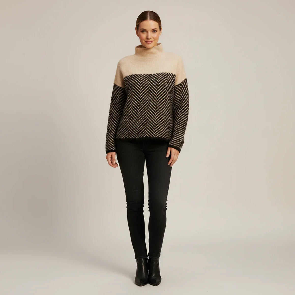 Philippa | Jersey de cuello vuelto de espiguilla de lana